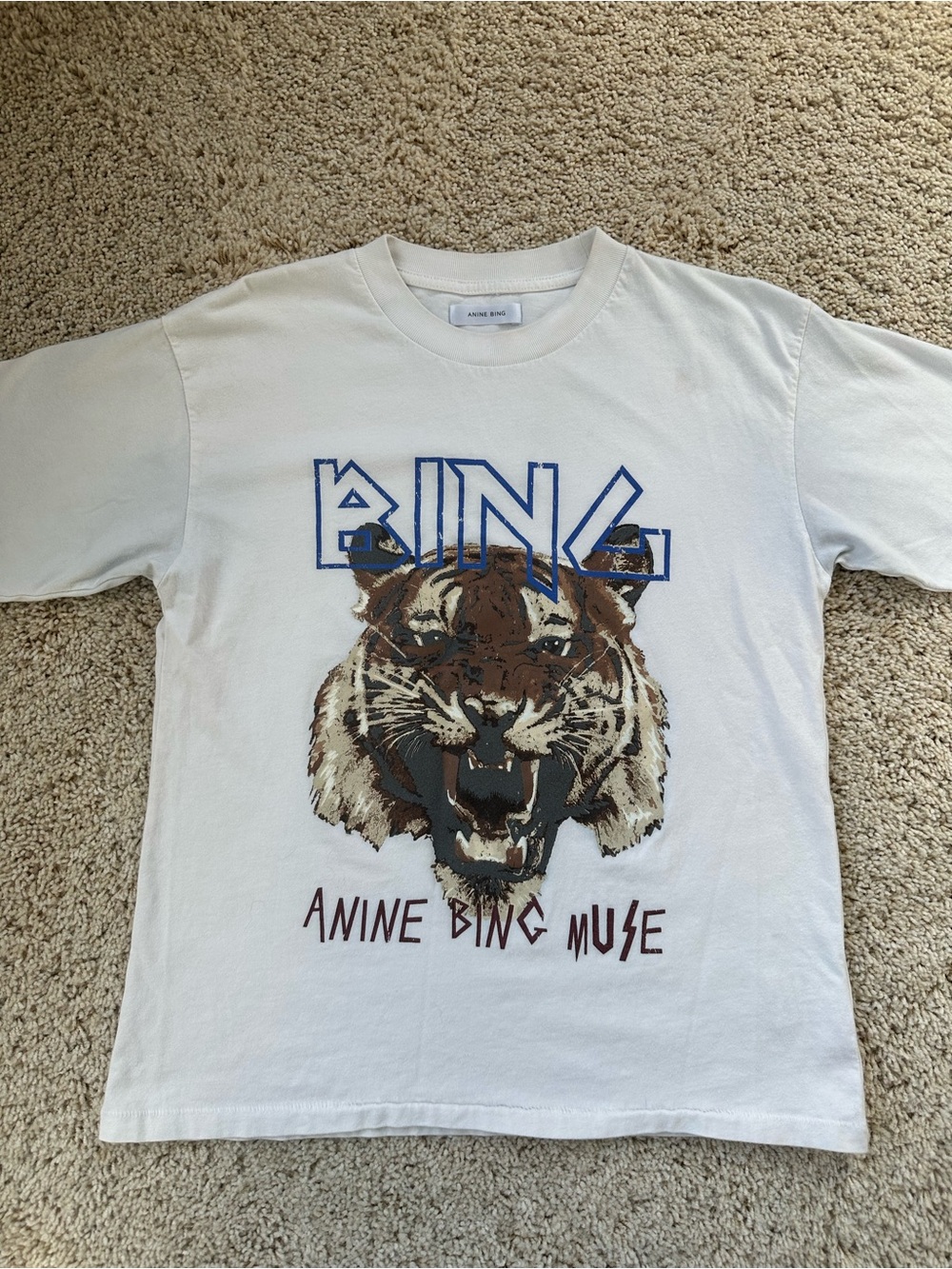 Anine Bing Cream oversized Tee with Tiger